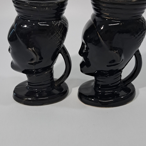 Vintage 1963 Trader Vics Grog Tiki Mugs Set Of 2 6" Tall, Black - Picture 2 of 6